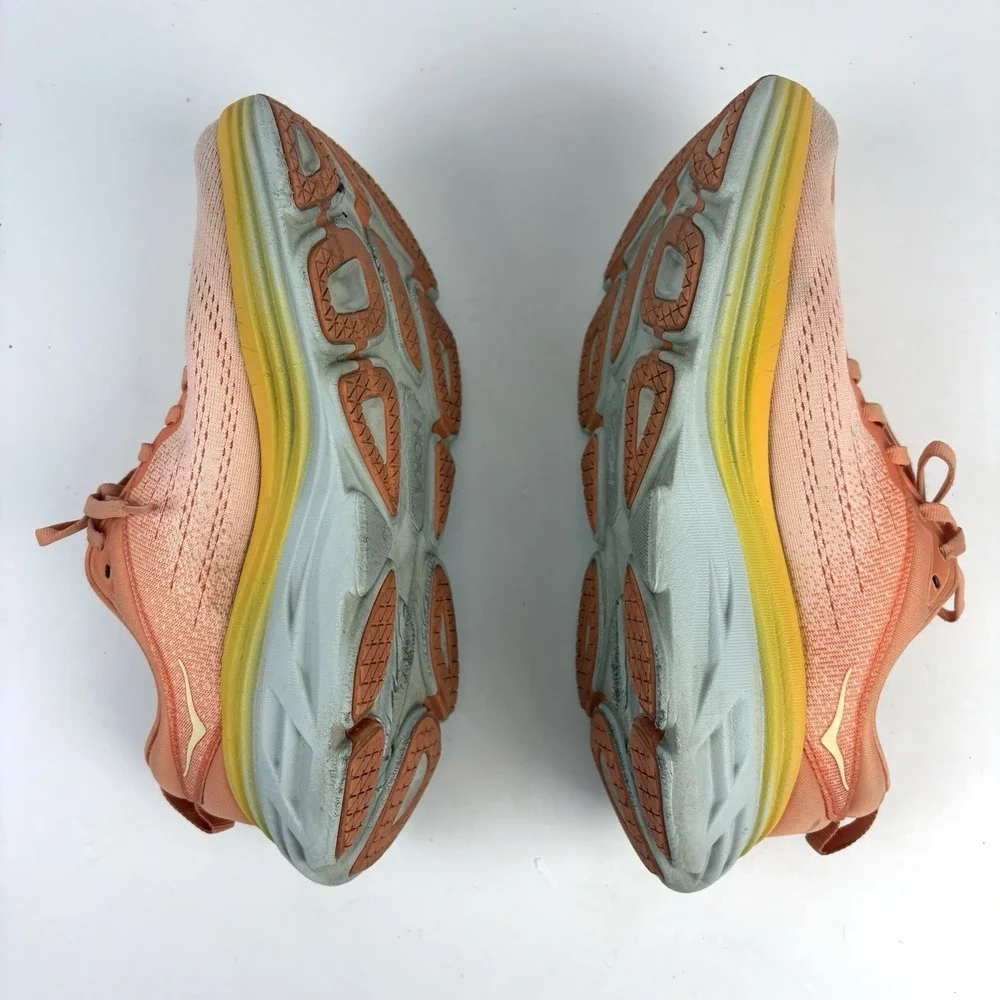 Hoka Bondi 8 Running Shoes Athletic Womens 7.5 B Coral Peach